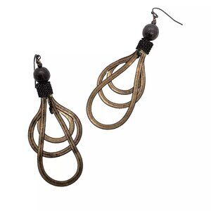 Goldtone & Black Drop Dangle Pierced Earrings